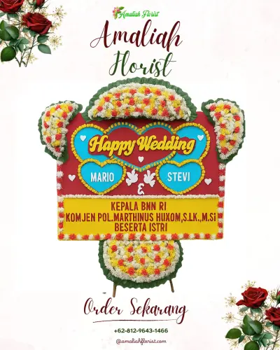 Karangan Papan Bunga Pernikahan di Tajen